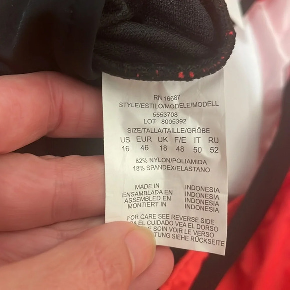 Swim Solutions Coral High Neck Tummy Control One Piece Swimsuit 16 NWT - Picture 8 of 8